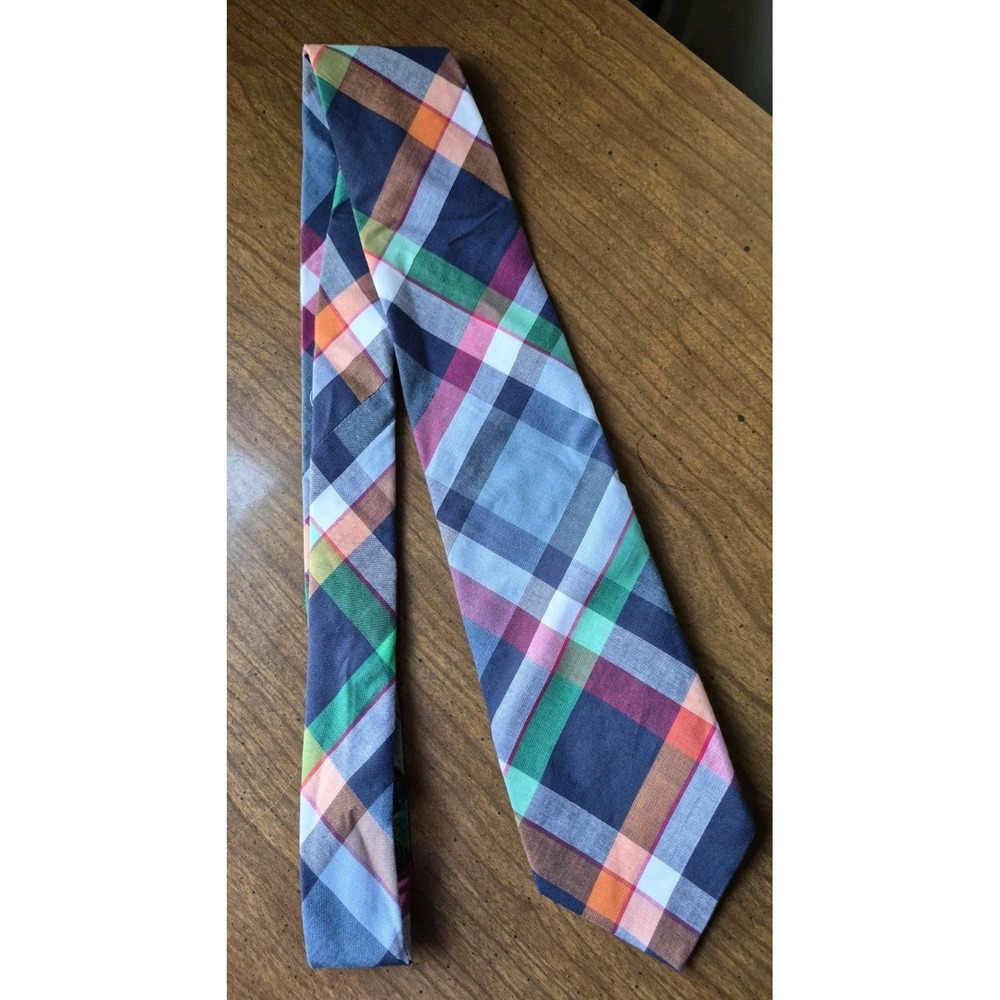 Brooks Brothers "346" Men's Tie 100% Cotton Vibrant Madras‎ Plaid Pattern